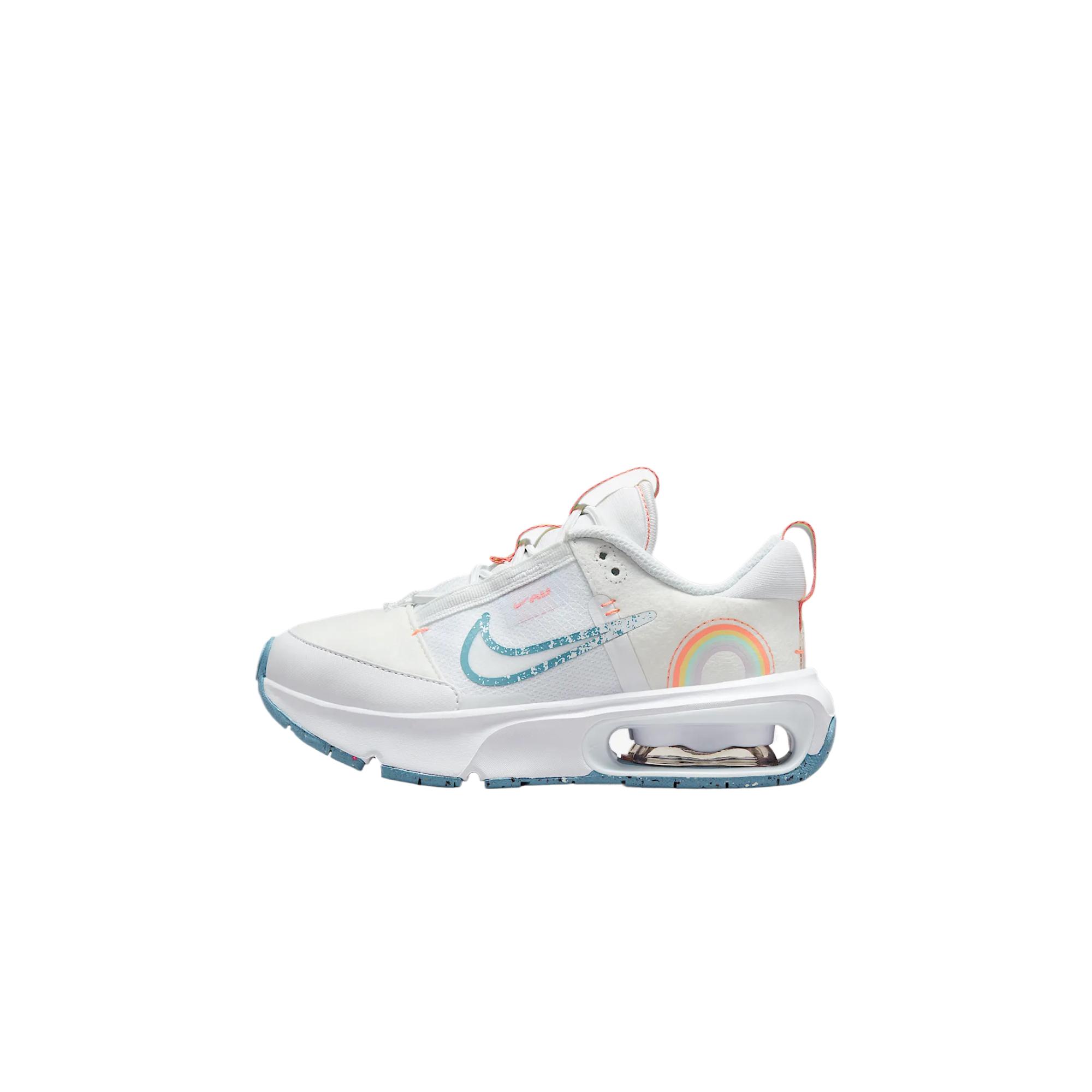 

Nike Air Max Interlock SE PS белые потертые синие радужные детские кроссовки Crimson-Bliss Aura DM1212-100 29.5