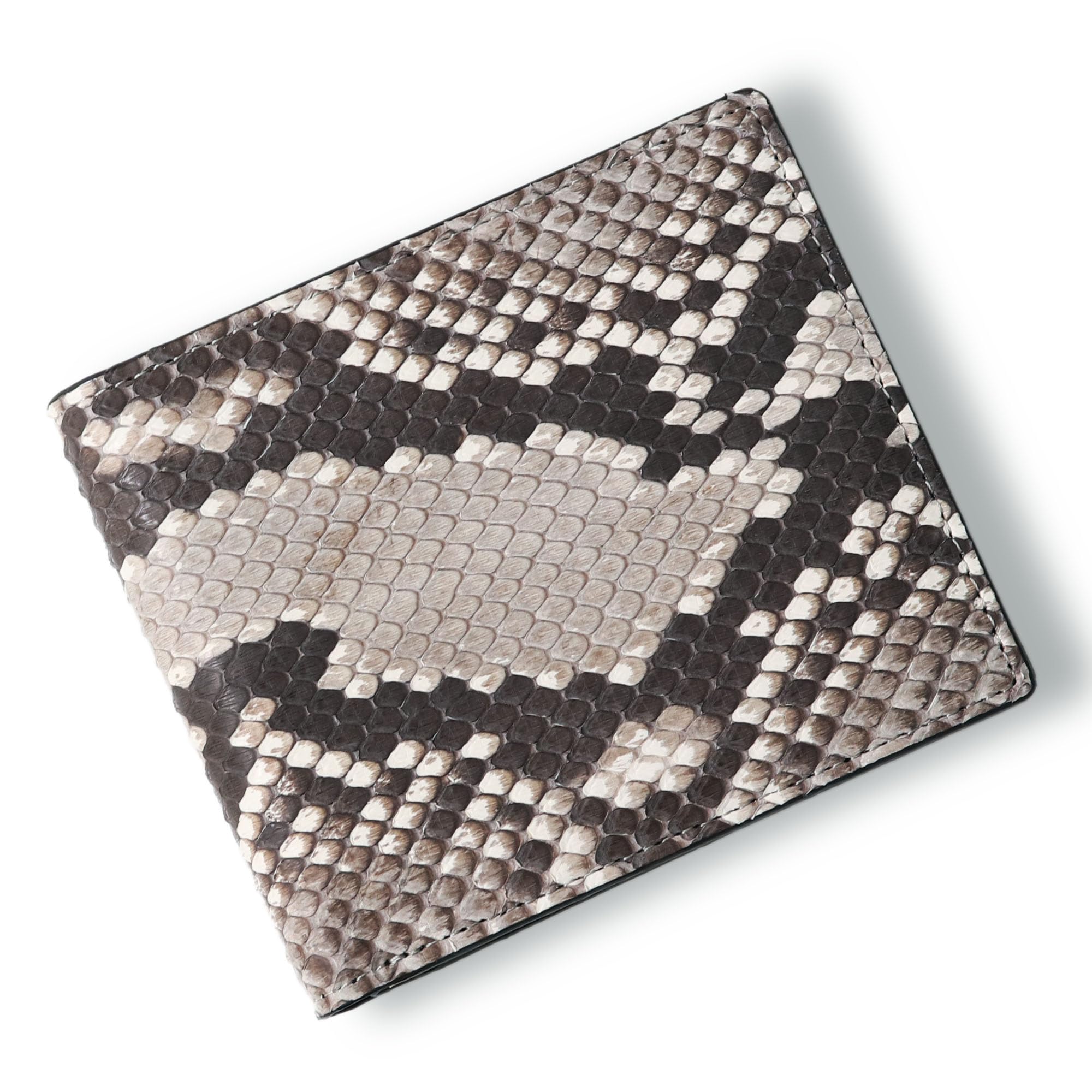 

CLW Crocodile Leather Works Diamond Python Bifold Wallet (Bill Compartment) in Natural Diamond Python Leather, Made in Japan, Snakeskin Wallet,