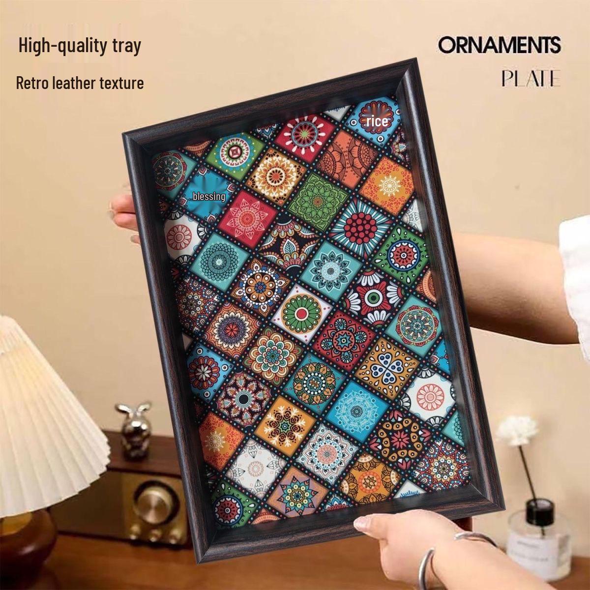 

Luxury Woven Leather Tray: Rectangular Decorative Plate for Fruits & Jewelry