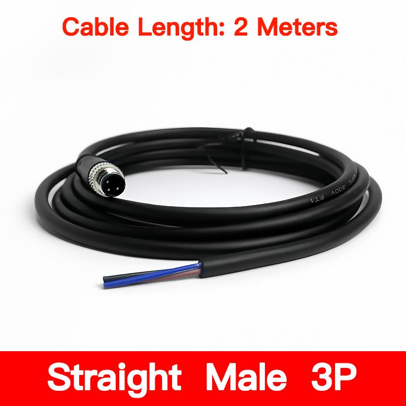 2Meters M8 Sensor Connector Male & Female, 3/4/5/6/8 Pin Waterproof Cable Plug, Integrated Injection Molding for Industrial Use