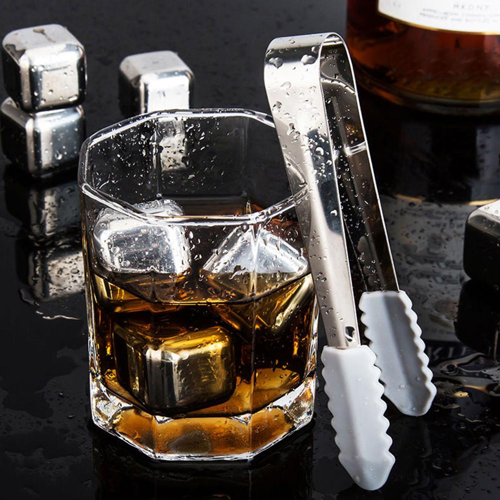 Food Grade Stainless Steel Ice Stone Party Bar Ice Cubes for Wine Beer Whiskey Drinks4Pcs