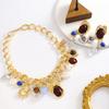 Bohemian Retro Earring Necklace Vintage Resin Gemstone Love Lantern Imitation Pearl Earrings and Necklace Set Jewelry Gifts