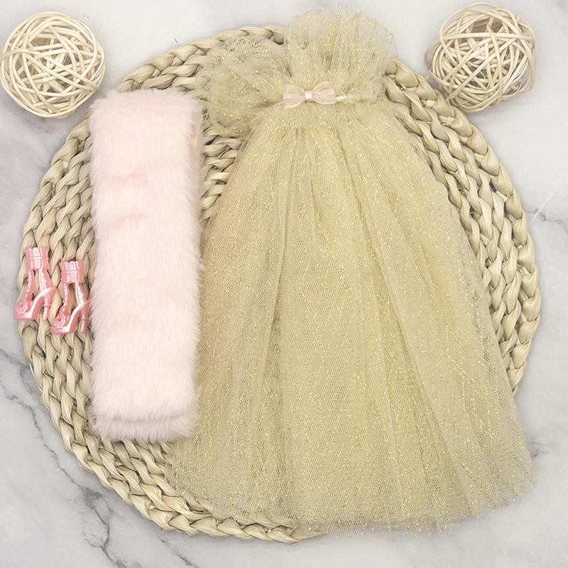 32cm Supermodel Doll Clothes Suit European Fashion Feather Dress Gauze Skirt Exquisite Accessories Set DIY Toy Collector Gifts