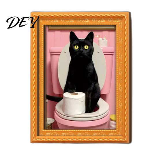 Brown Imitation Wood Frames Funny Wooden Fridge Magnets Frame, Retro Cute Cat Pattern Magnetic Refrigerator Decorative Photo Holders for Whiteboards