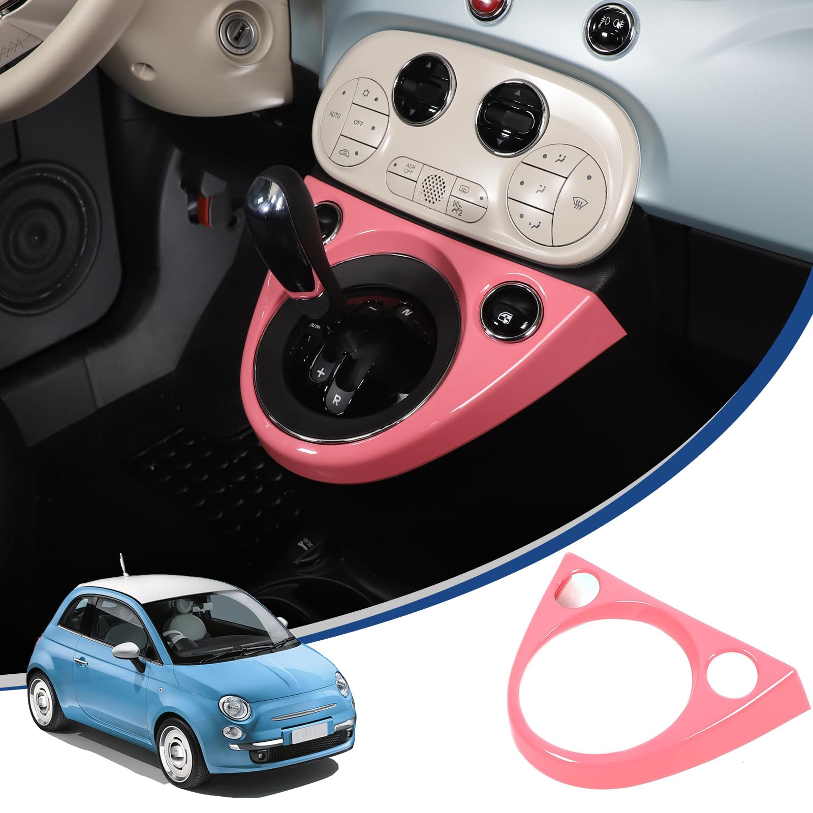 

Hcilloend New Fiat 500 2011-2023 Shift Panel Shift Cover Center Control Shift Panel Cover рожевий