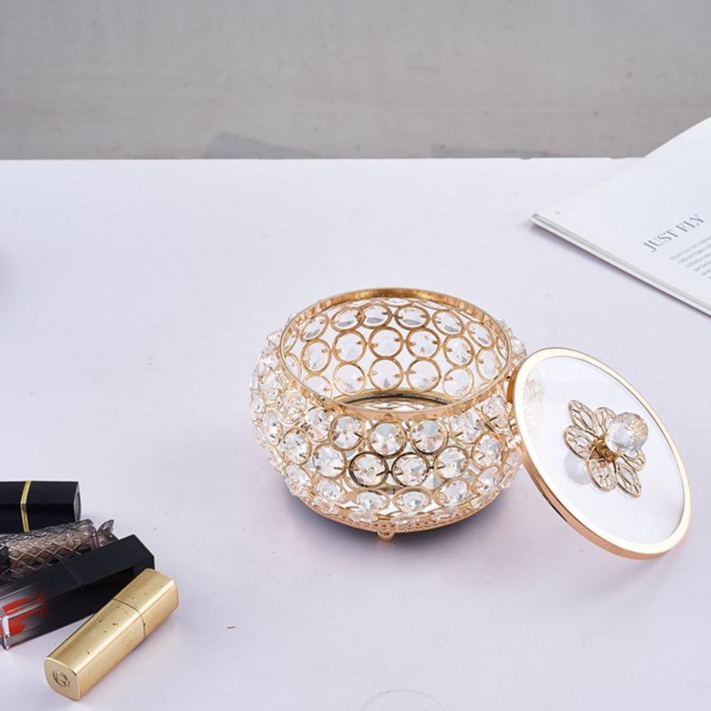 Luxury Crystal Glass Box with Lid Lipstick Jewelry Box Necklace Ring Storage Box Decorations Ornaments Home Decoration Ornaments