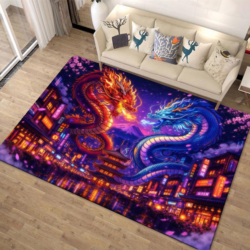 Dragon Carpet Rug for Living Room Bedroom Home Sofa Decoration,Kids play Non-slip Floor Mat