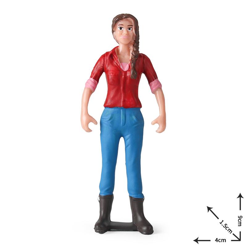 Oenux New Farmer People Model Simulation Farm Staff Feeder Action Figures Pig Animals Figurine Miniature Lovely Toys For Kids
