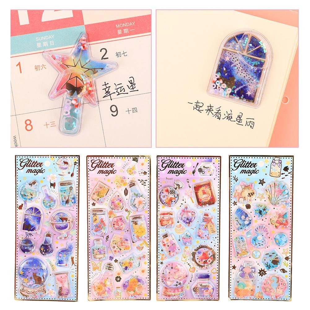 Cartoon 3D Self-adhesive Stickers Crystal Epoxy Space Sticker Kawaii Transparent Three-Dimensional Handbook Diary Decoration DIY