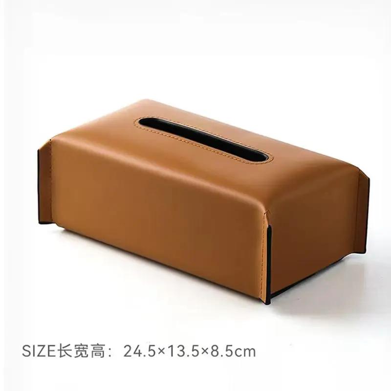 Woven Tissue Box Leather Napkin Case Luxury Paper Cover Living Room Tissue Paper Holder Desktop Home Tabletop Decoration