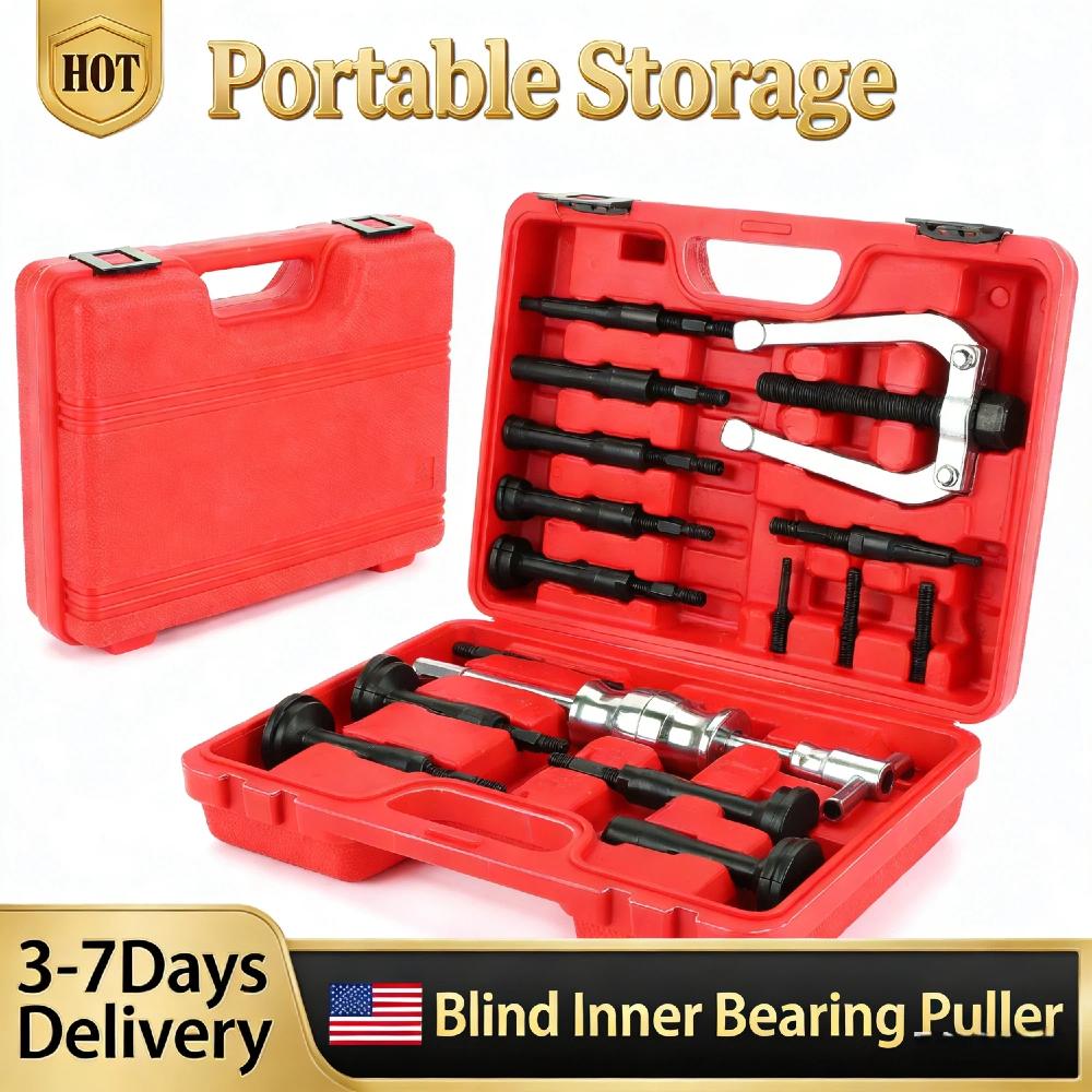 Blind Bearing Race Seal Internal Extractor Kit 16PCS with Case 40Cr Heat-Treated 6-59mm 1/4-2-1/3In for Pilot Blind Hole Bearing