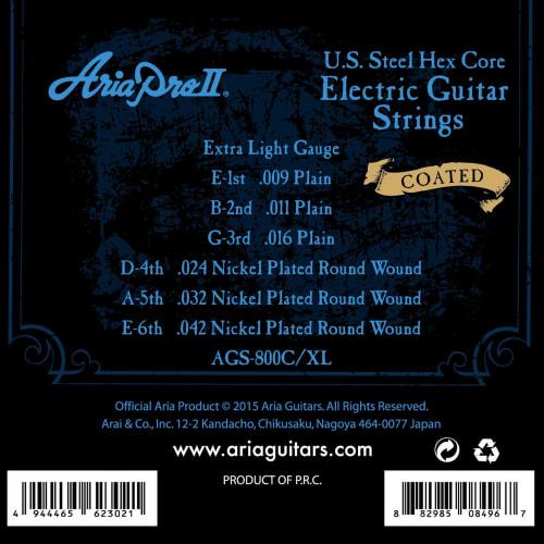 Ariapro II AGS-800C XL Coated Nickel Extra Light Electric Guitar Strings