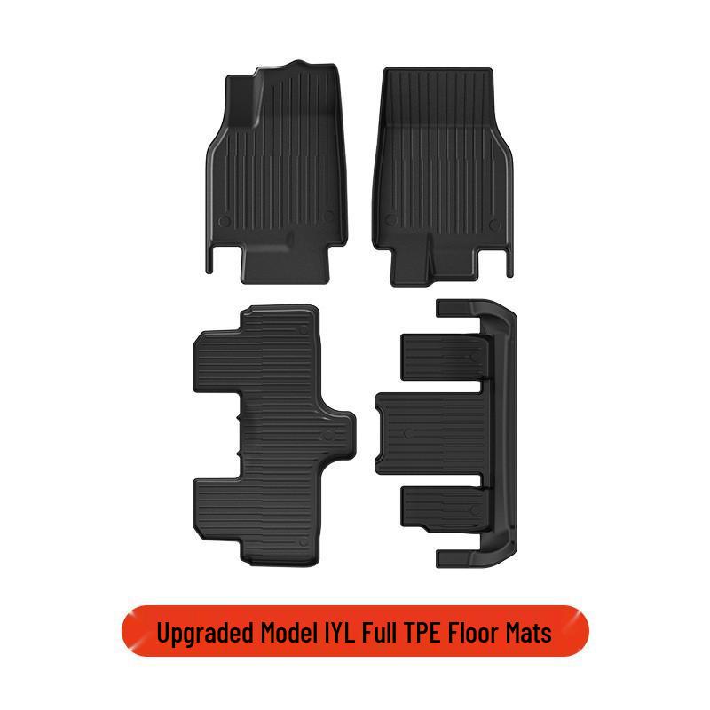 Tesla Model Y Six-Seater TPE Floor Mats Set: Includes Full Car Interior, Front and Rear Trunk Protection Mats.