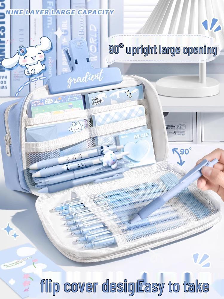 9-Tier Large Capacity Flip-Top Pencil Case for Girls and Boys - Ideal for Elementary and Junior High School Students