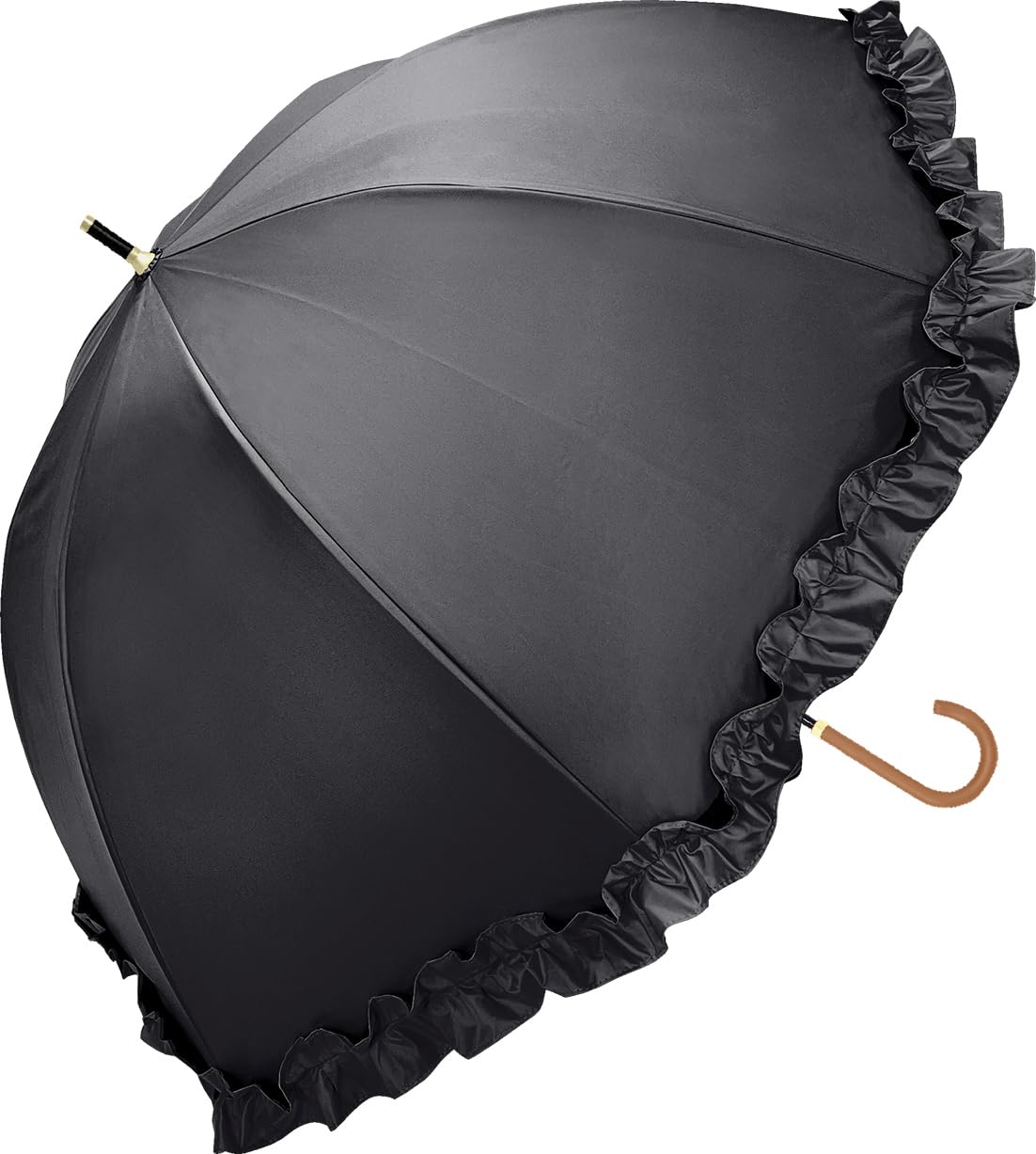 

Nakatani Natural Basic Длинный зонт от солнца и УФ с оборкой Черный каркас Черное покрытие Дождь, Купол, [914-052], Открывается вручную, Размер 50 см, чёрный