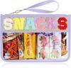Transparent PVC Zipper Snack Bag with Embroidered Letters - Portable PU Waterproof Makeup and Toiletry Handbag