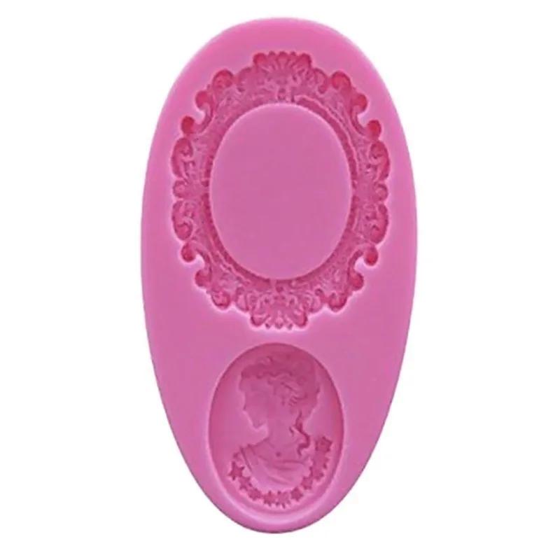 Donna Cammeo Cornice Specchio Silicone Stampo Fondente Decorazione Torta Cioccolato Stampo per Cottura