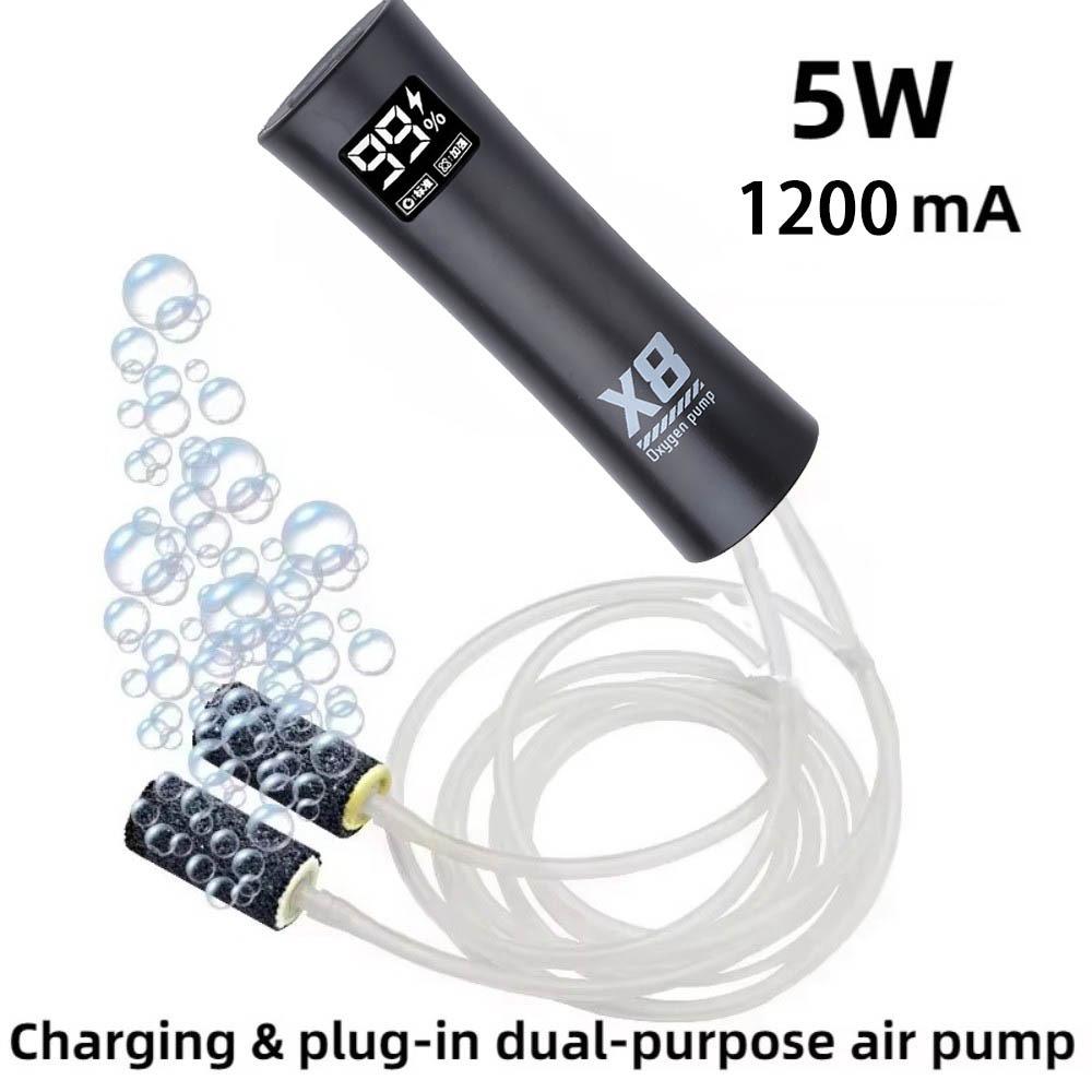 Portable X8 Oxygen Pump USB Rechargeable 5W Fish Tank Aerator Multifunctional Quiet Fish water pump For Outdoor Fishing/Aquarium