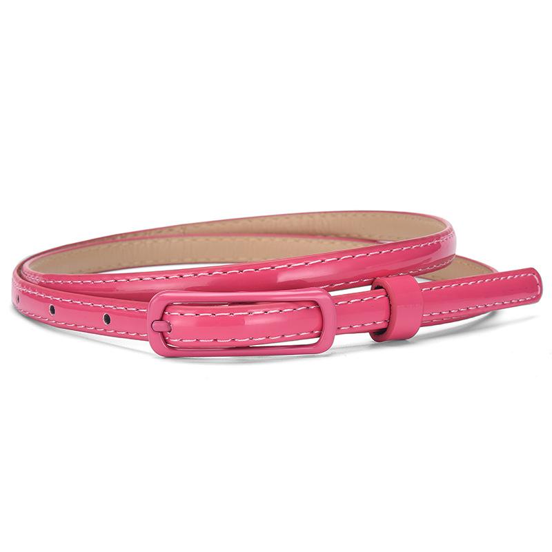 PU Leather Thin Belt with Square Buckle Adjustable Waist Strap for Women Casual and Formal Wear Suitable for Dresses Pants and Skirts