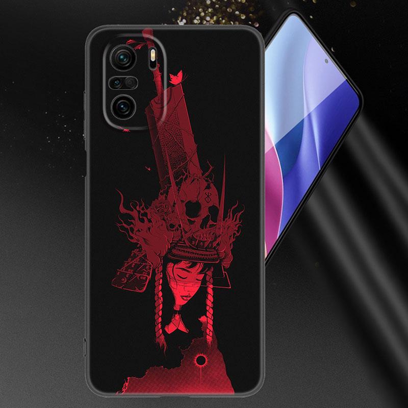 Anime Berserk Guts Phone Case For Xiaomi Mi POCO X3 NFC GT M4 M3 12 11T 10T Pro A3 11 Lite NE 5G 12X 11i F3 Soft TPU Black Cover