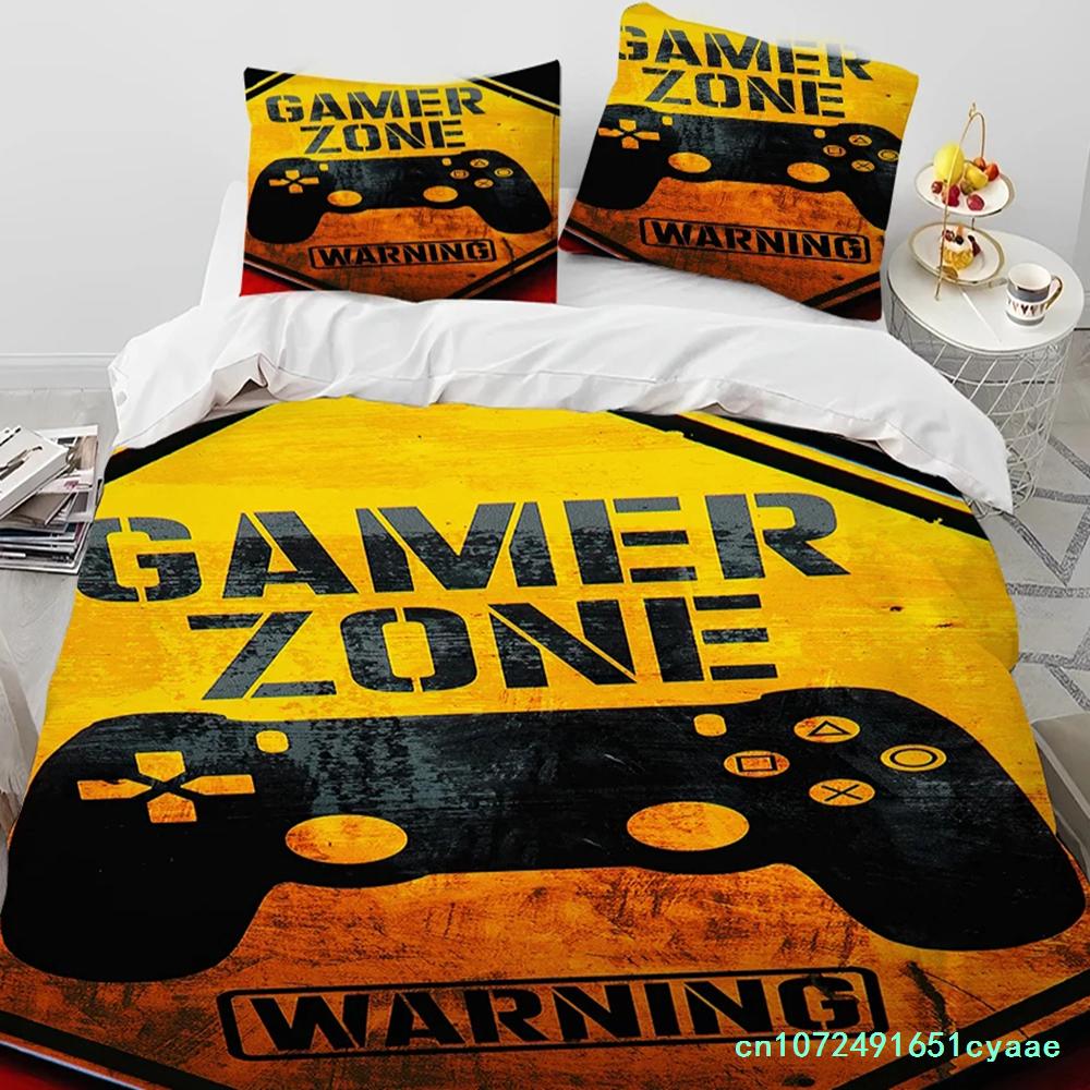 Cartoon Gamer Game Controller Comforter Bedding Set,Duvet Cover Bed Set Quilt Cover Pillowcase,King Queen Size Bedding Set Boys