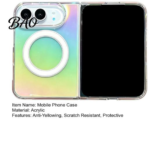 Scratch Resistant Hard Shell for iPhoneDuo Case, Magnetic Phone Transparent Gradient Acrylic Case with Alignment Charging Cover Built-in Wireless