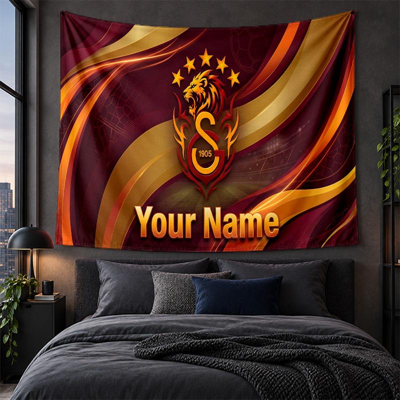 Arazzo Personalizzato da Appendere alla Parete Tessuto con Sfondo Artistico Modello Galatasaray FC
