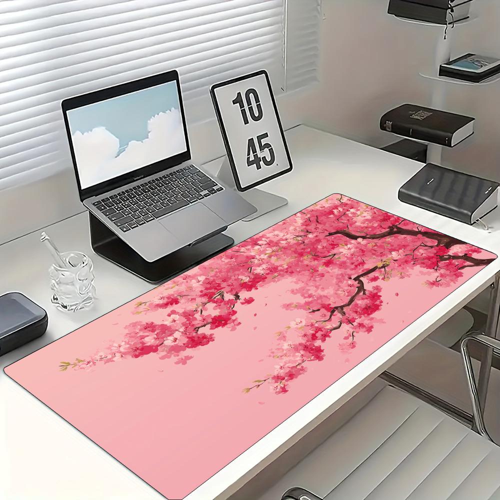 Tappetino Mouse con Motivo Fiori di Ciliegio Rosa Grande Gomma Antiscivolo Accessori da Scrivania PC Mousepad per Ufficio & Giocatore Tappetino Decorativo per Tastiera