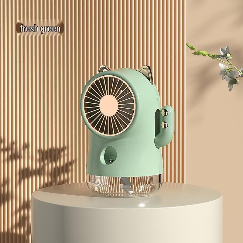 Mini Cartoon Desktop Air Cooler: USB-Powered Refrigeration & Humidifying Spray Fan