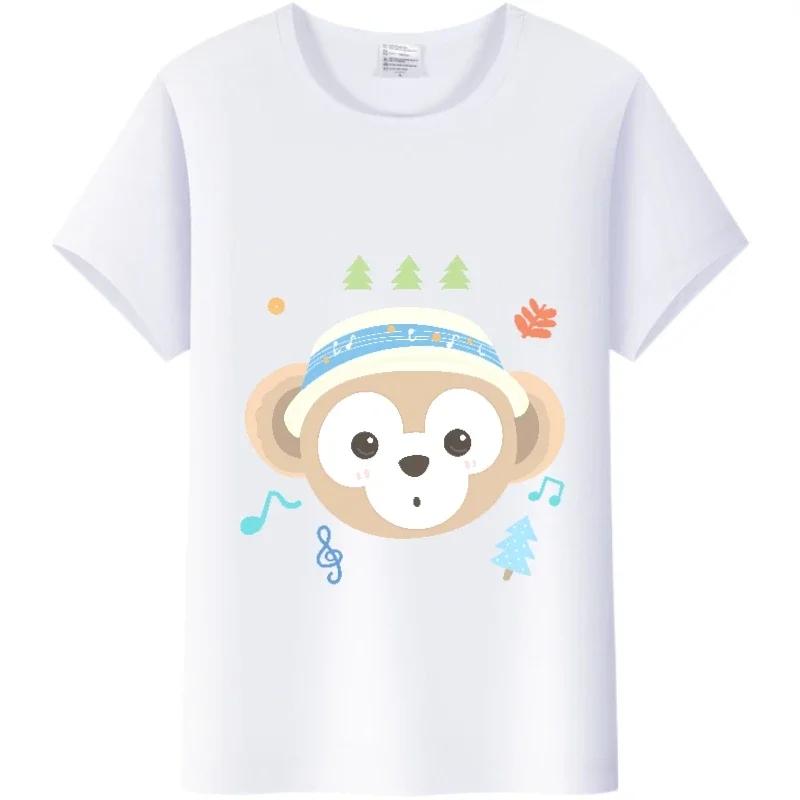 Kawaii Cartoon Tees The Bear Duffy Summer Tops Short Sleeve T-Shirts White Harajuku Clothes Y2K Blouses Unisex