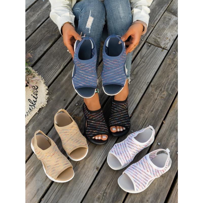 Open Toe Thick Bottom Casual Sleeve Sandals Low Heel Women's Shoes Large Size