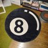 VIKAMA Schwarzer Billard 8-Ball Plüschteppich Weiche und Bequeme Runde Bodenmatte für Schlafzimmer Wohnzimmer Heimdeko Teppich