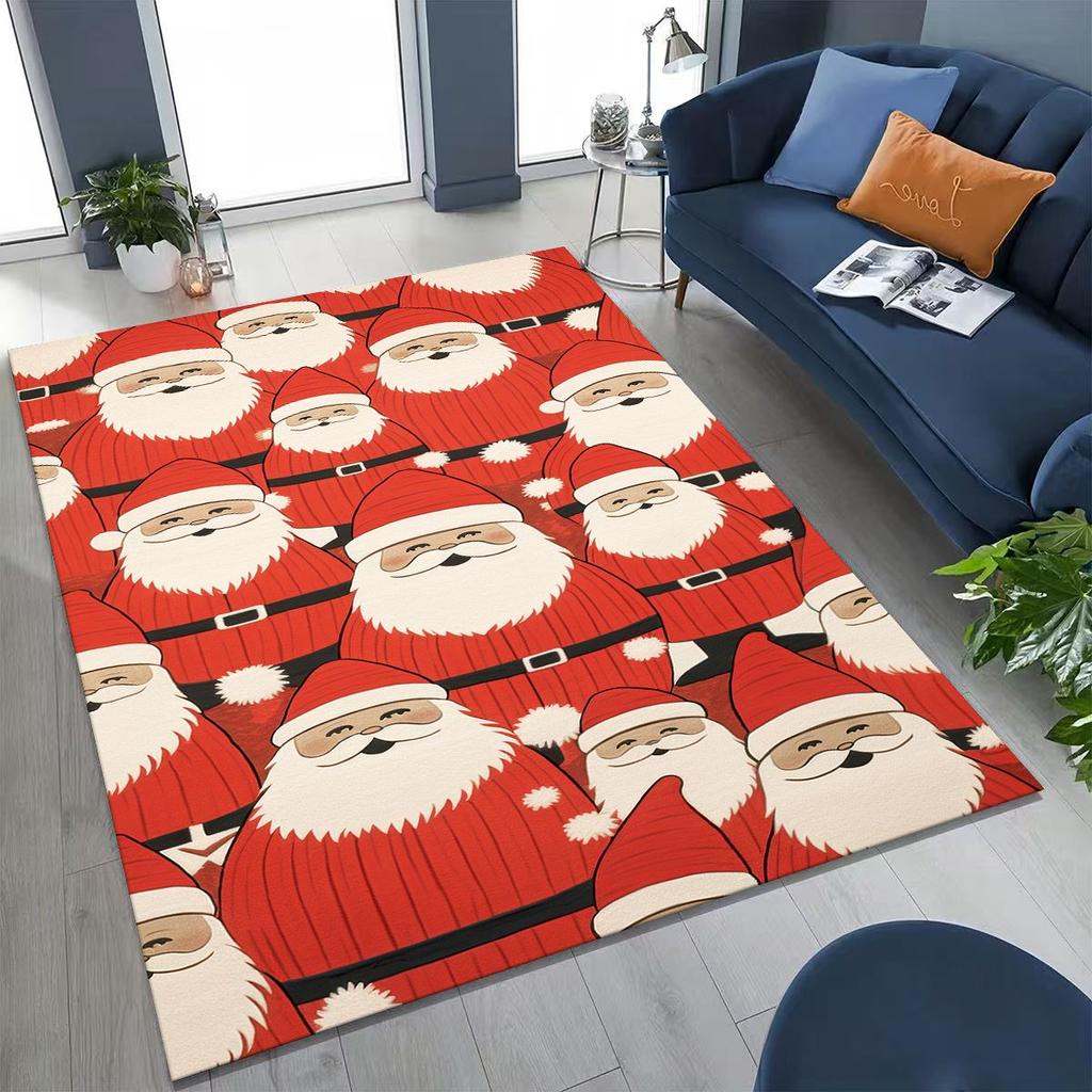 2026 New Merry Christmas Tree Santa Claus New Year Cartoon Carpet Rug for Bedroom Living Room Sofa Home Doormat Decor,Non-slip