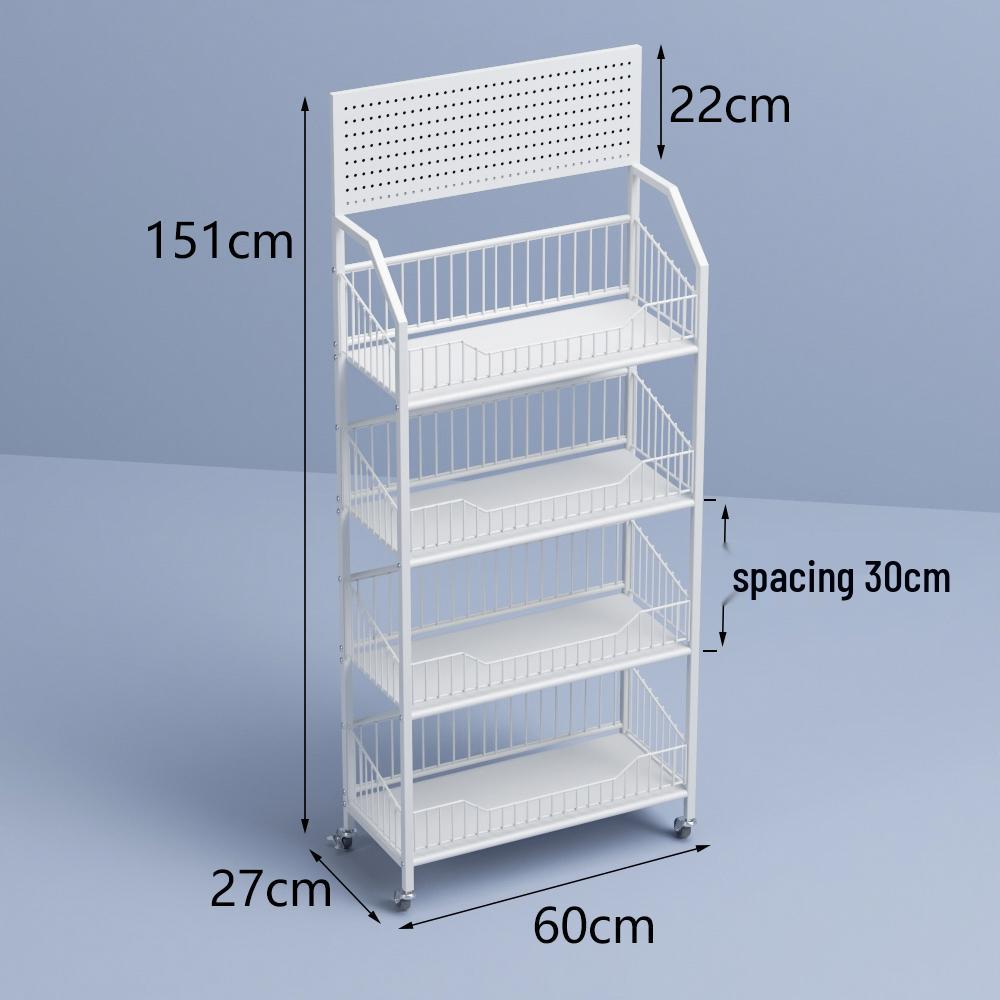 Freestanding Multilayer Snack & Beverage Display Rack for Convenience and Home Use