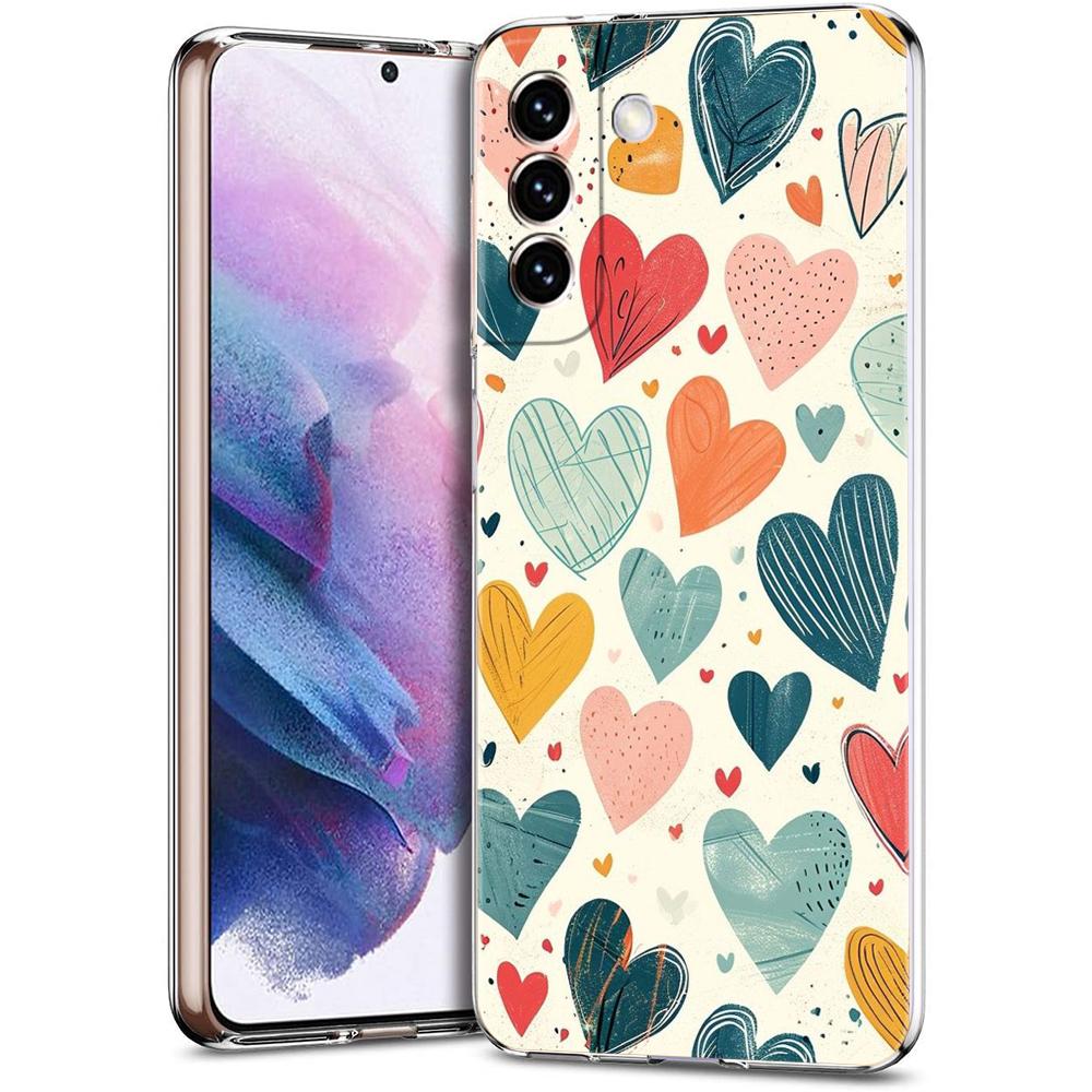 Colorful Love Heart Phone Case For Samsung Galaxy S24 Ultra S23 FE S22 S20 S21 5G S10 S9 Plus S10E S8 Soft Silicone Clear Cover