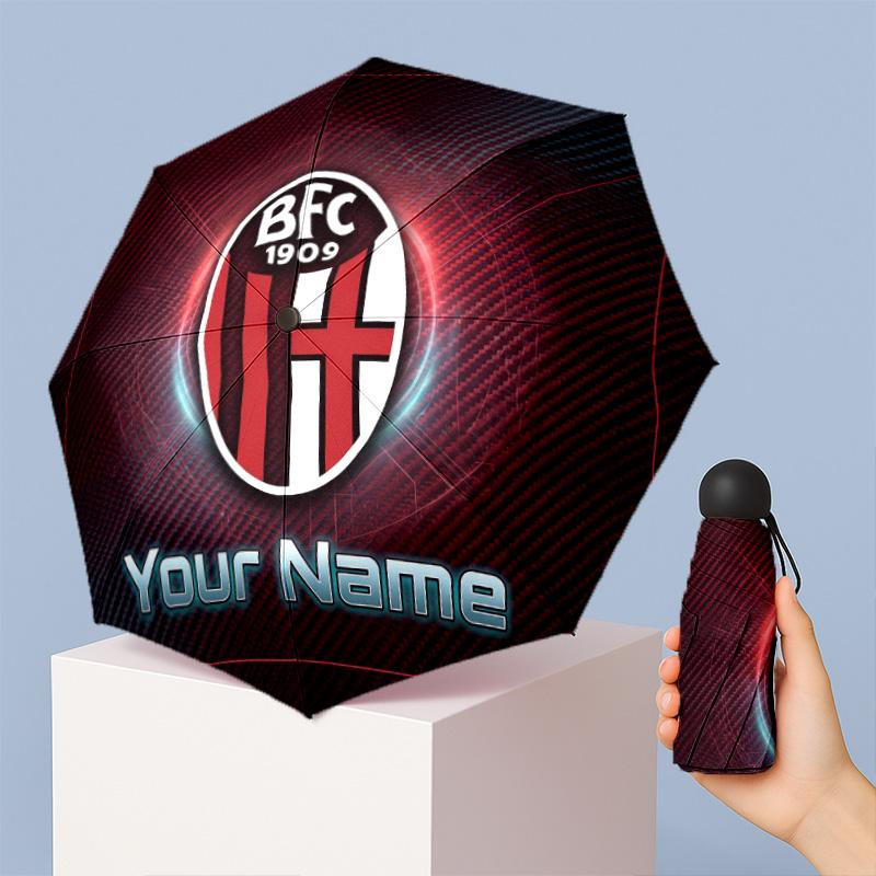 Bologna FC Manual Five Fold 8 Rib Umbrella Support Custom Text, Lightweight Travel Umbrella