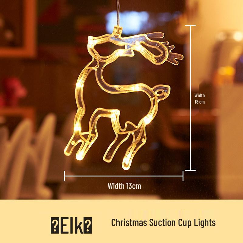 LED Christmas Decorative Lights: Snowman, Tree, Bells, Star, Window Suction Cup Holiday Set