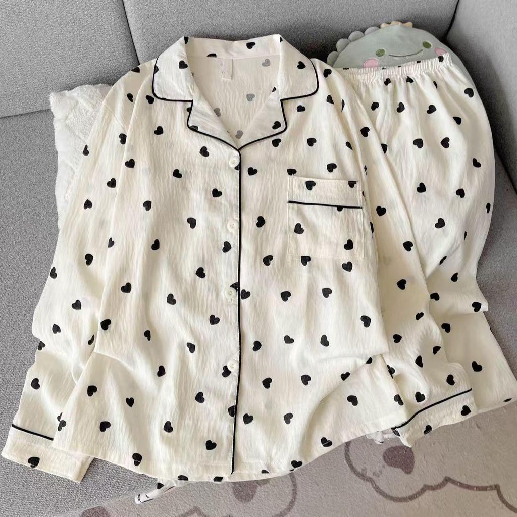 2025 Frühling/Herbst Niedliches Wolken-Baumwoll-Pyjama-Set für Mädchen - Langarm & Hose, Tragbar im Freien