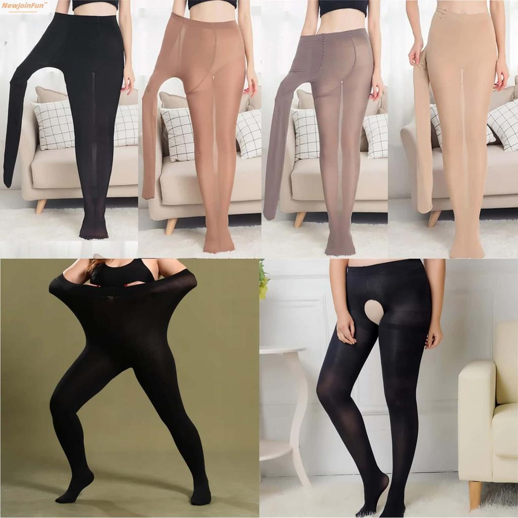 Collant Lingerie Comodi a Vita Alta 120D Taglie Forti Moda con Cavallo Aperto Collant Sexy Trasparenti per Donne Oversize
