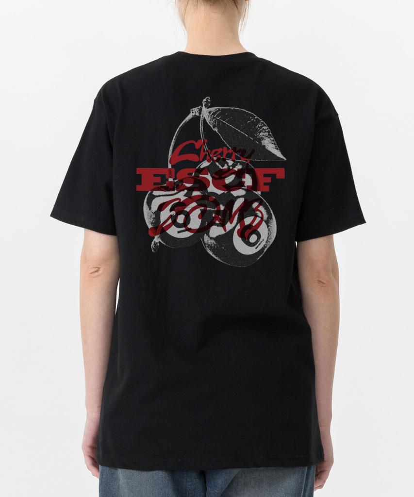 ESCAPEFROM Black Cherry Bomb Print Oversized Short Sleeve T-Shirt Black