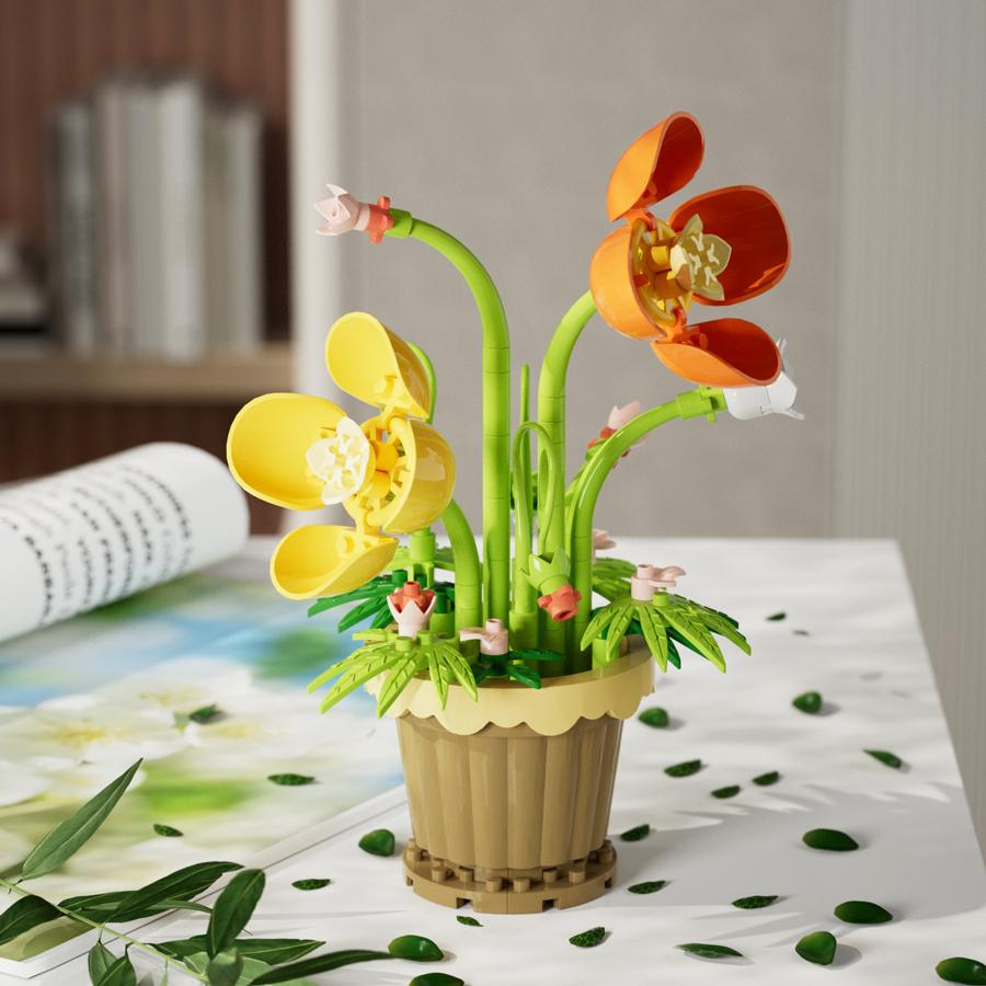 Mini Doniczka Klocki Bukiet Kwiatów Klocki Edukacyjne Zabawki dla Dzieci Prezent na Dzień Matki