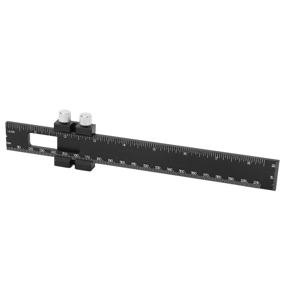 Aluminum Alloy T Square Woodworking Ruler Inch Metric Scale Dual Scale Scribing Marking Ruler Slide Stop