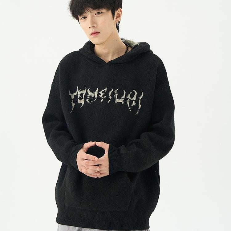 Pull à capuche style américain pour homme - Maille ample tendance pour un look urbain décontracté