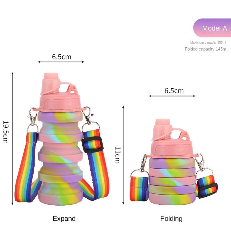 Good-looking Double Buckle Rope Silicone Bottle Portable Foldable Water Cup Outdoor Use Camping Camouflage Retractable Childrens Kettle