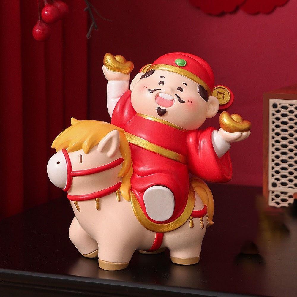 Resin Crafts God of Fortune Statue Cute Design God of Wealth Decoration  Bookshelf Decor