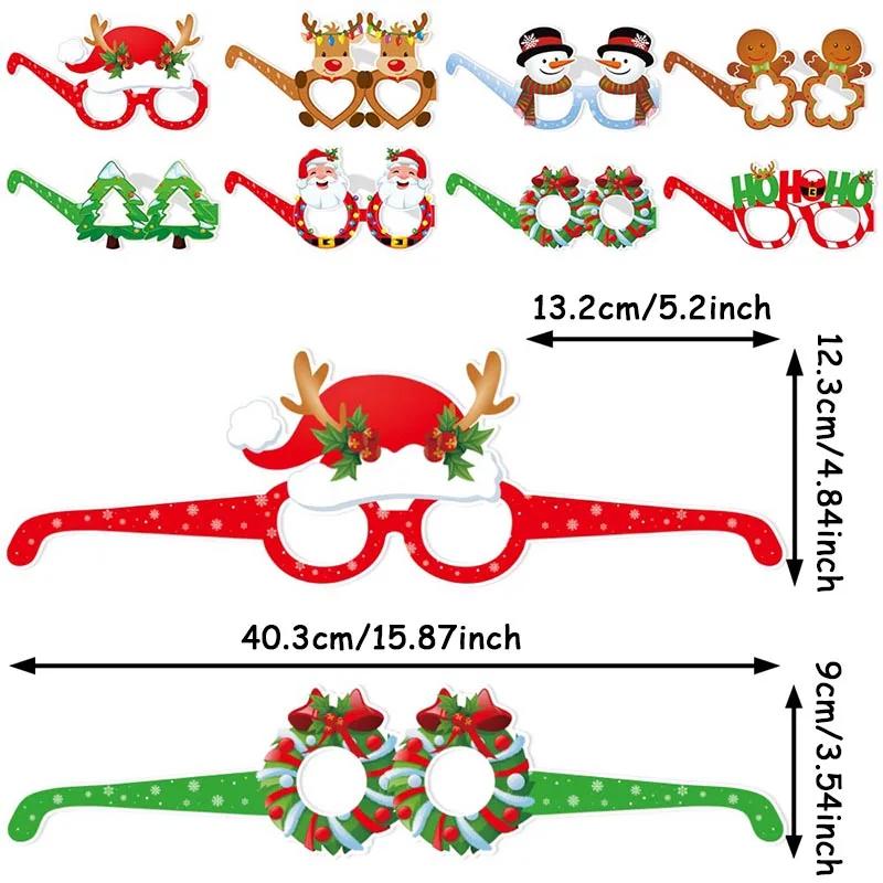 Creative Christmas Decorative Paper Glasses Gingerbread Man Santa Claus Reindeer Eyewear New Year Party Photoshoot Props