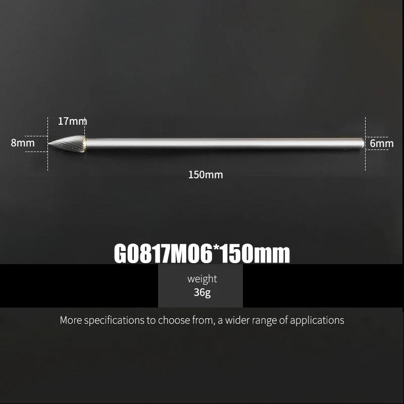 150mm Length 1Pcs Tungsten Carbide Rotary Files Cylindrical Round Sharp Type 6mm 8mm 10mm Woodworking Metal Milling Cutter