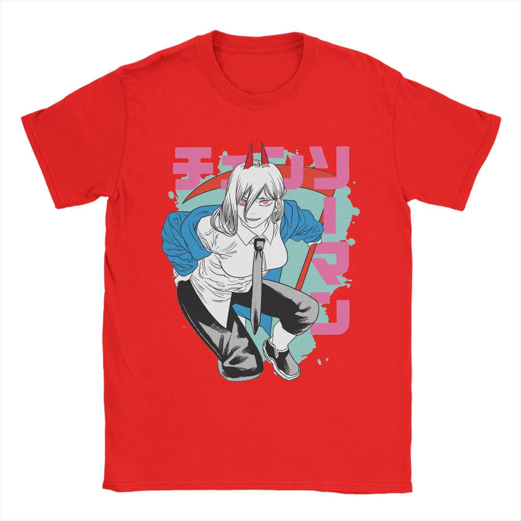 Power Chainsaw Man T-Shirt Men Anime Funny Pure Cotton Tees Crew Neck Short Sleeve T Shirt Graphic Clothing