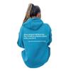 Women'S Fleece Shoulder Sleeve Sweater Letter Slogan Printed Kangaroo Pocket Drawstring Printed Hoodie
