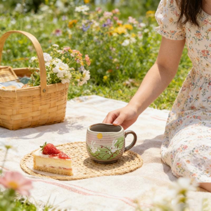 Japanese Ceramic Coffee Cup Vintage Stoneware Tea Cup Creative Cat Ceramic Mug Home Breakfast Milk Drink Mug Birthday Gift New